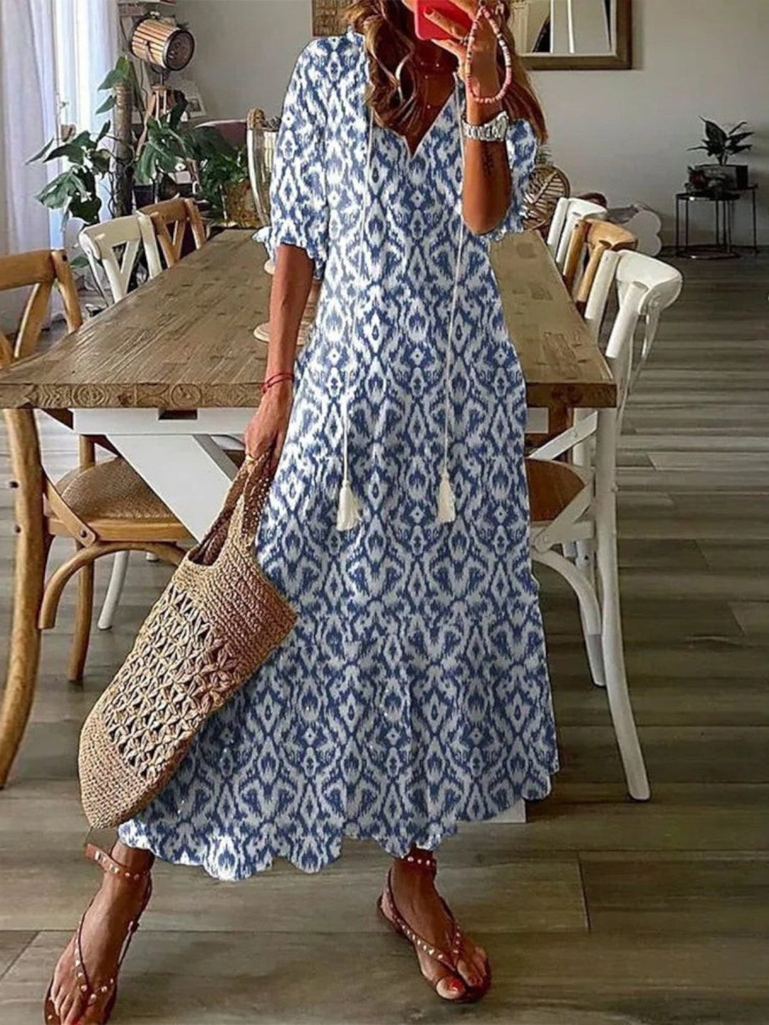 Poppy Boho Strandkleid mit V-Ausschnitt foto 1