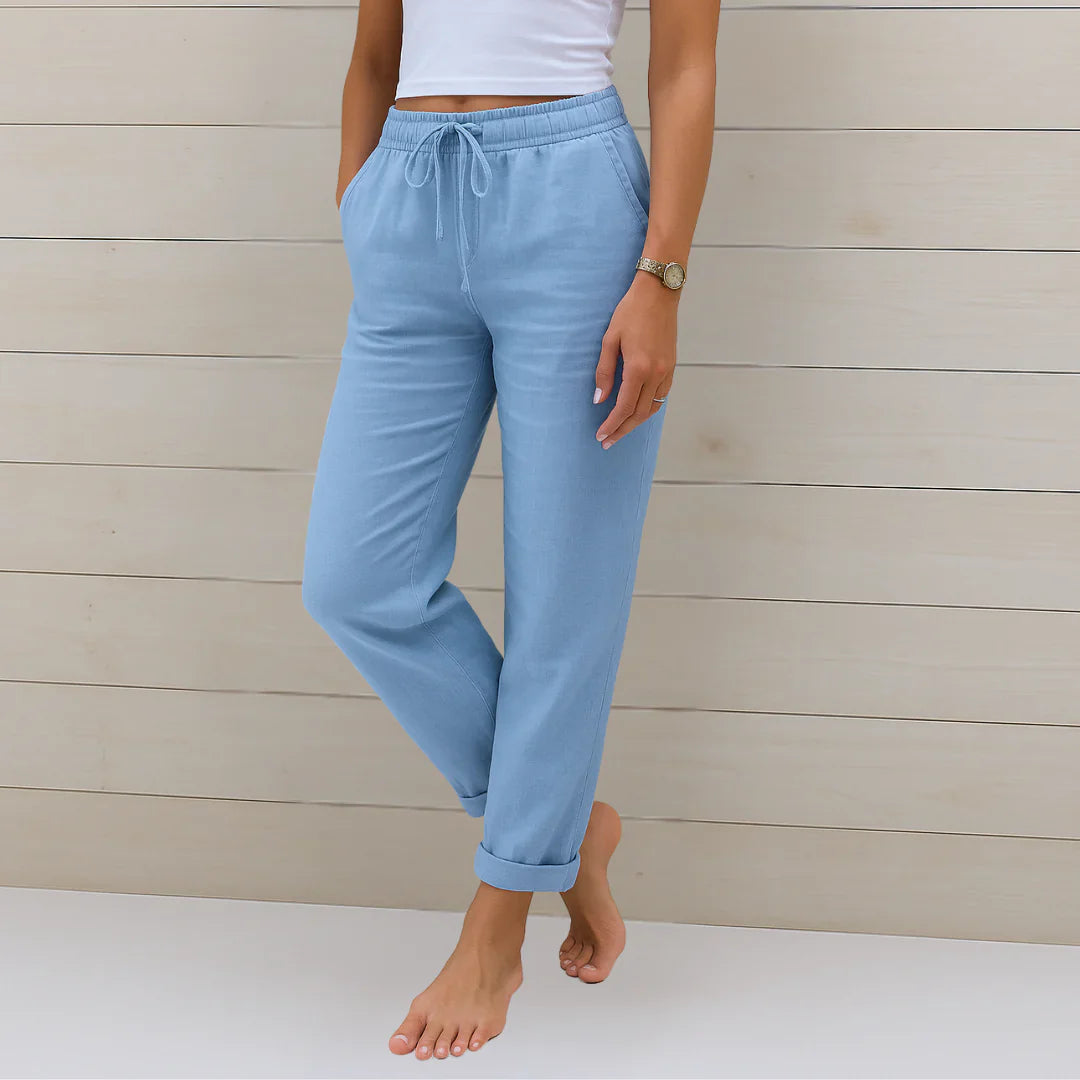 Beke Gerade Leinenhose mit Tunnelzug Foto 3