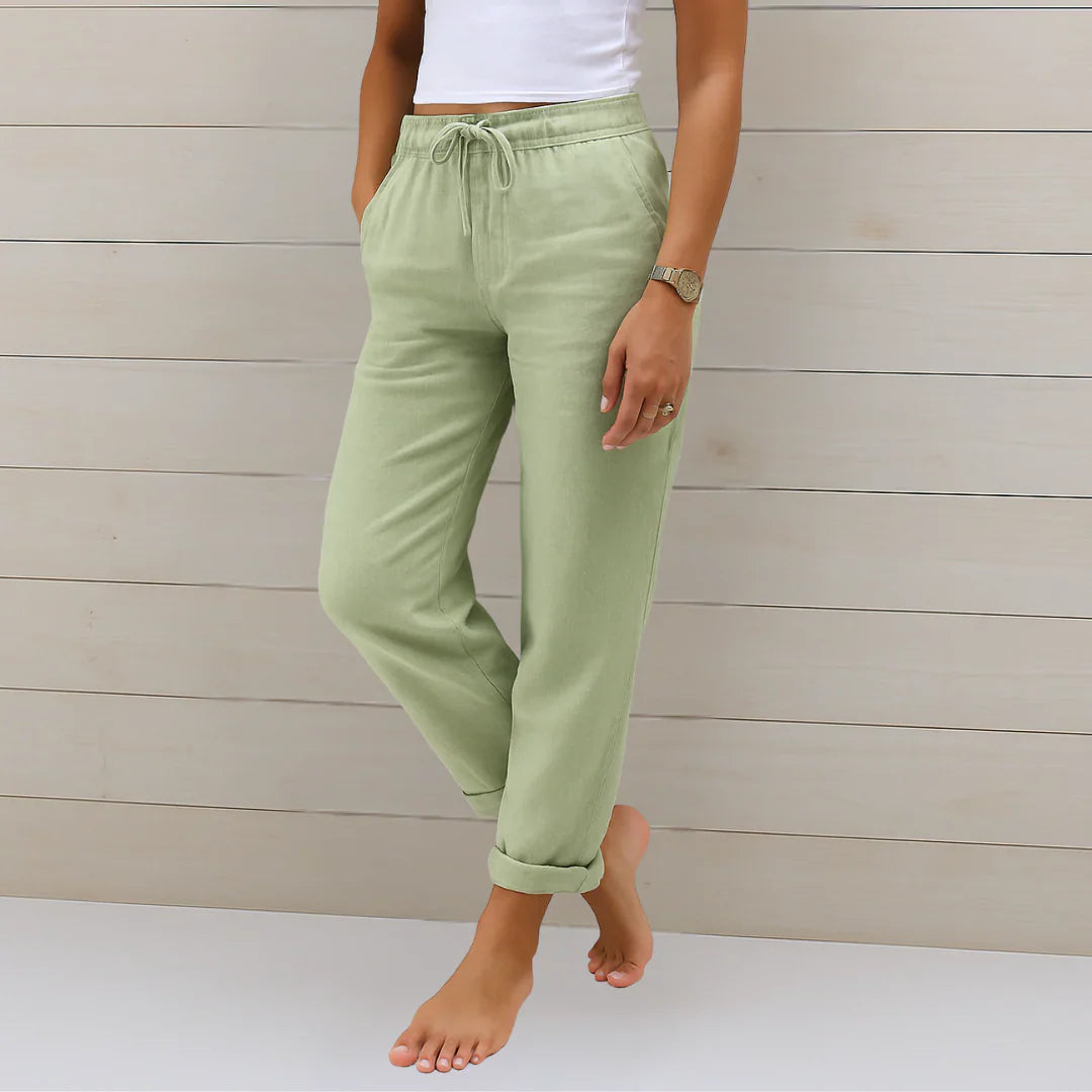 Beke Gerade Leinenhose mit Tunnelzug Foto 7