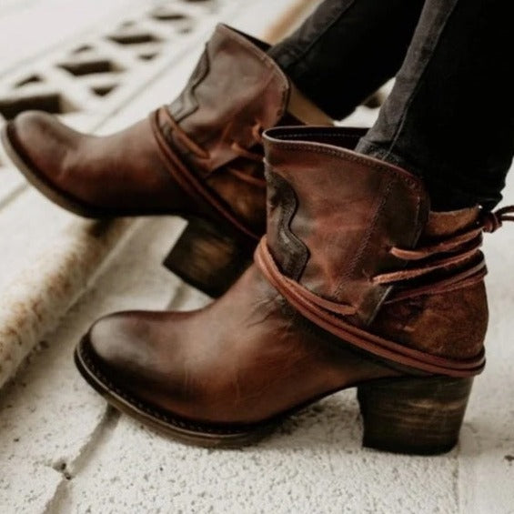 Braune Stiefeletten Damen aus hochwertigem Leder in Braun