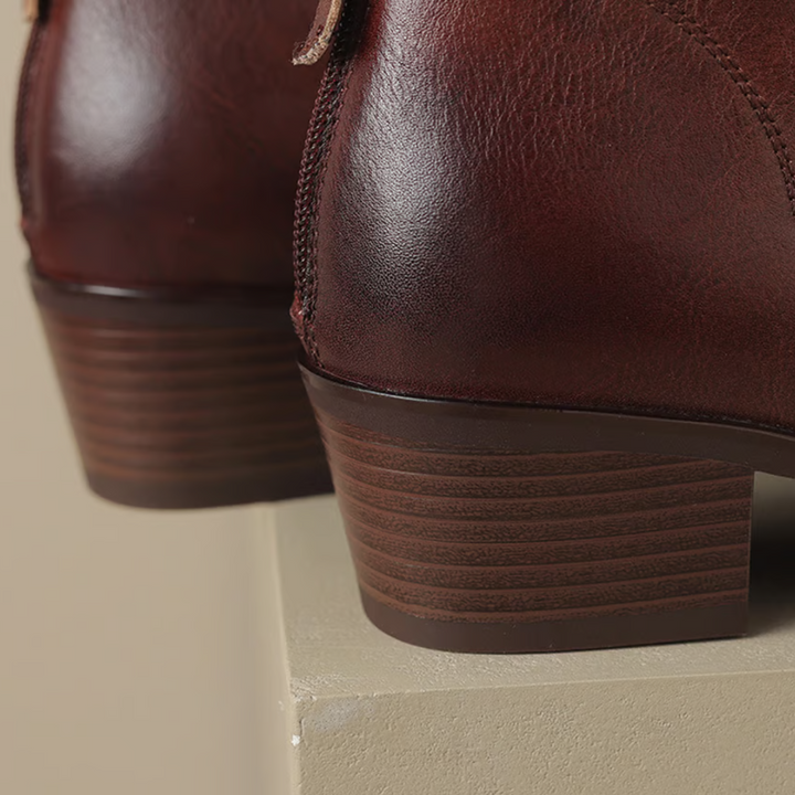 Braune Stiefeletten Damen mit niedrigem Absatz (10)