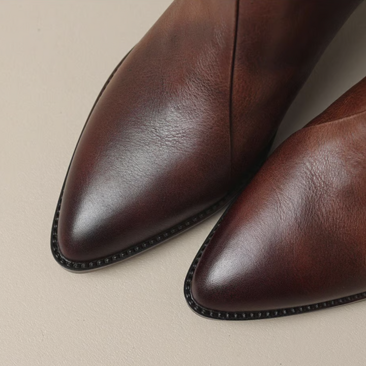 Braune Stiefeletten Damen mit niedrigem Absatz (11)