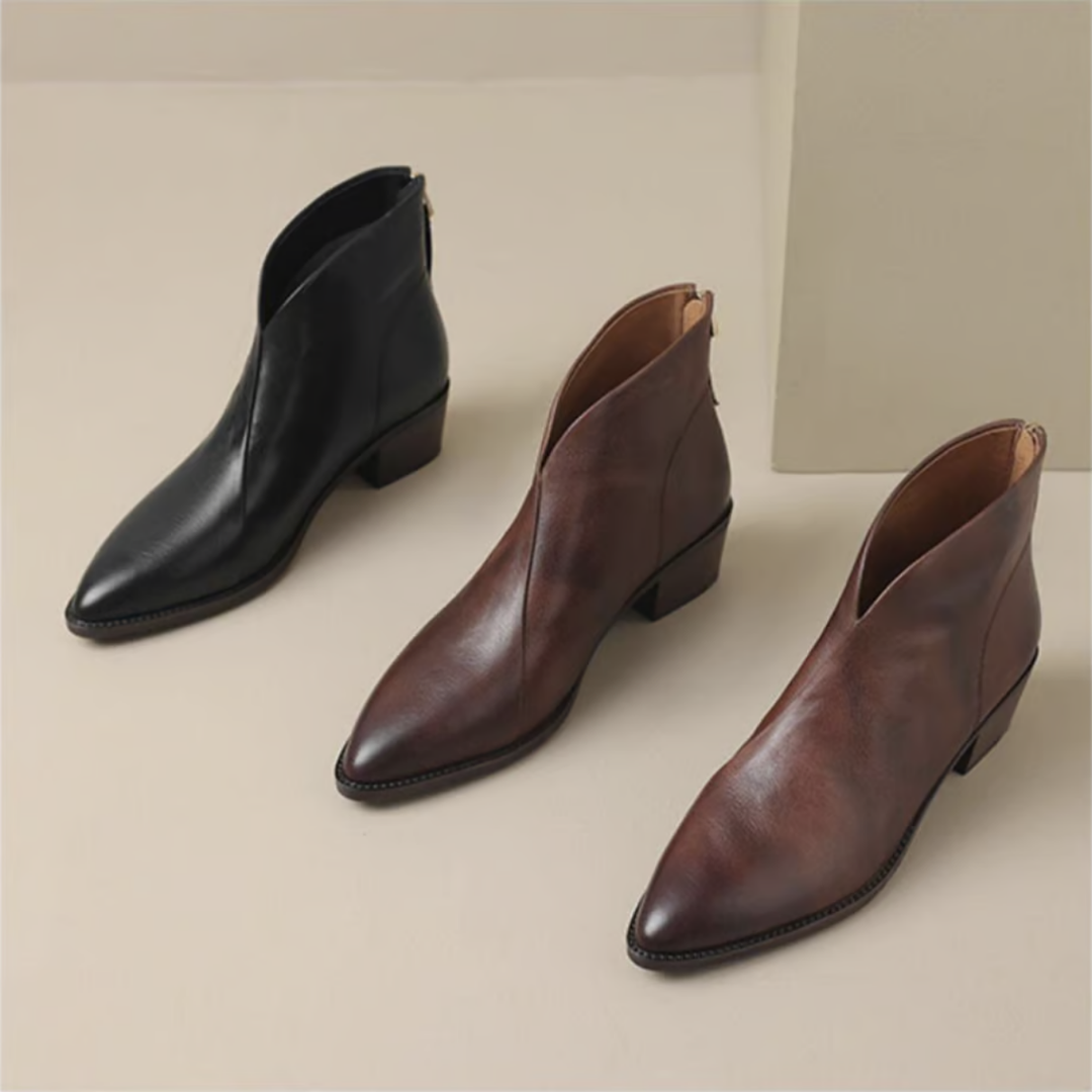 Braune Stiefeletten Damen mit niedrigem Absatz (3)