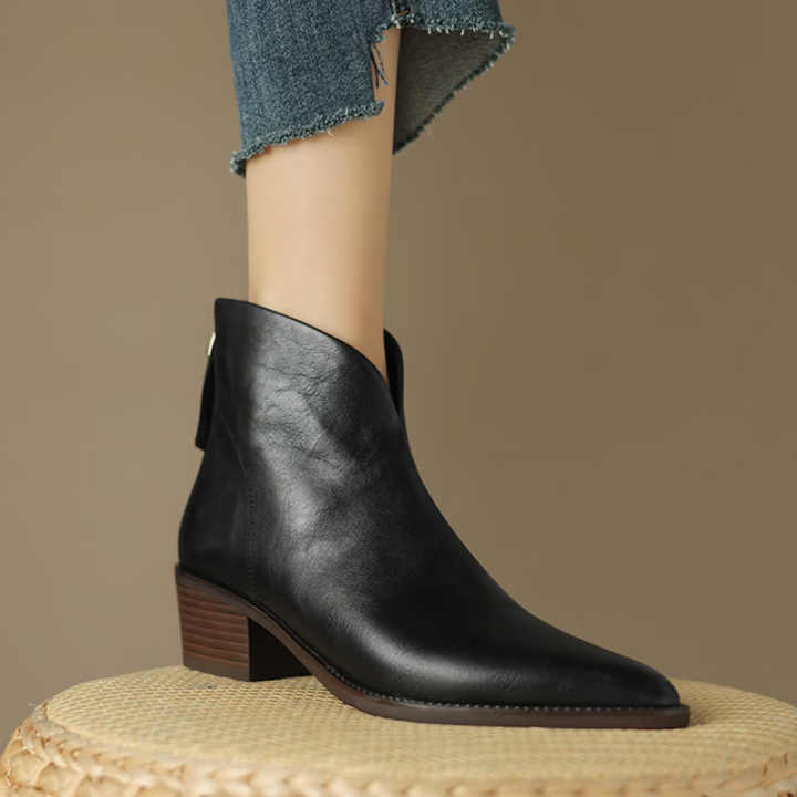 Braune Stiefeletten Damen mit niedrigem Absatz (8)