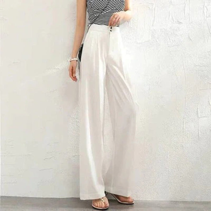 Cara Leinen-Palazzohose mit weitem Bein und hohem Bund Foto 1