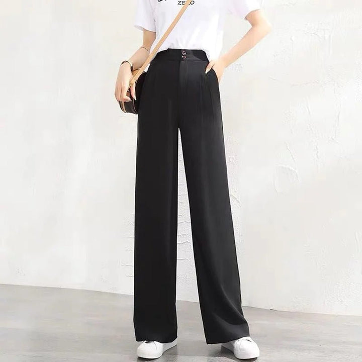 Cara Leinen-Palazzohose mit weitem Bein und hohem Bund Foto 2