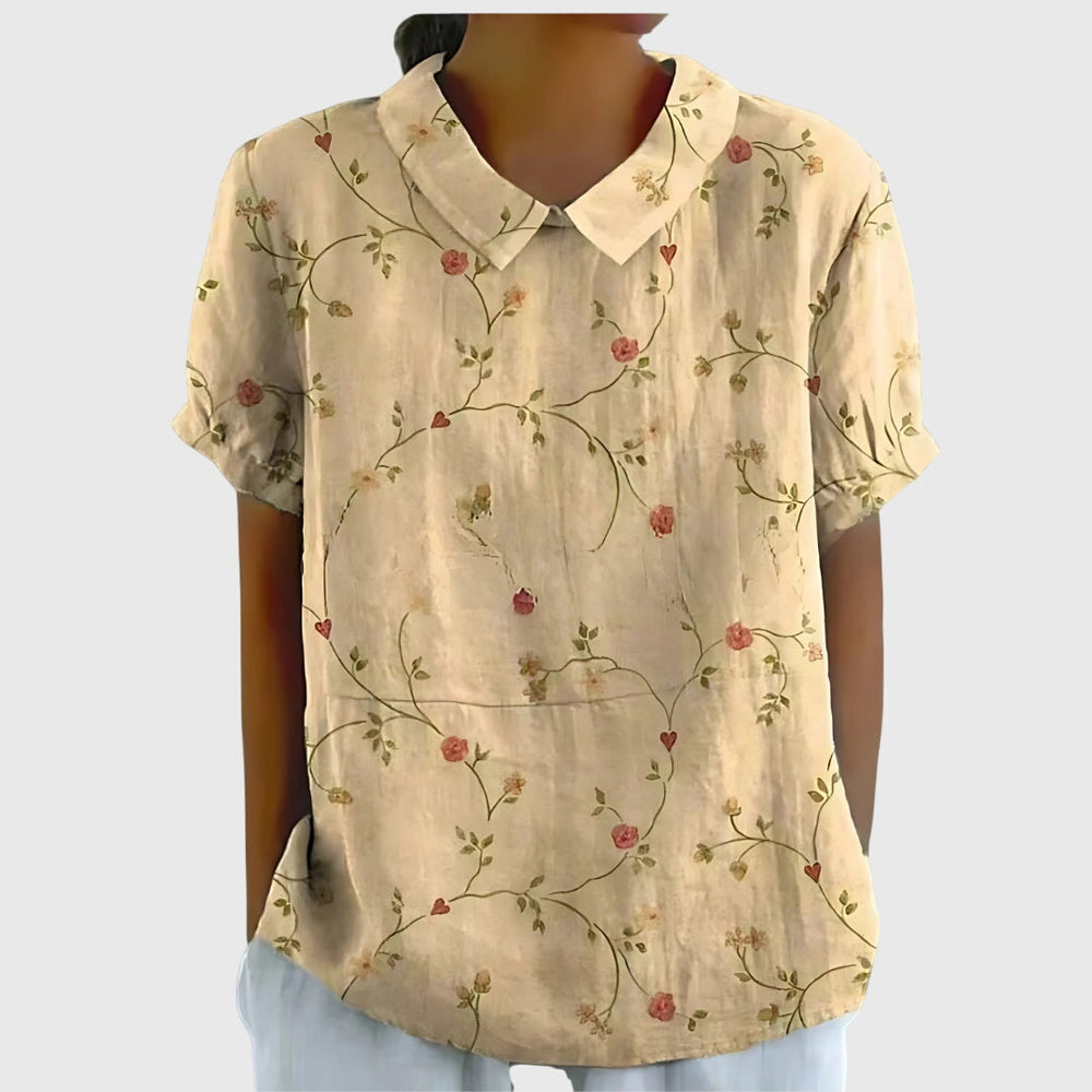 Coba Florale Kurzarm-Bluse mit Kragen Foto 2