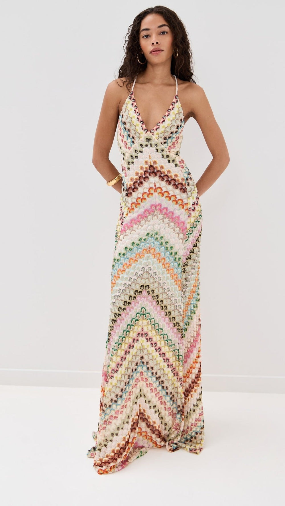 Damen Boho Häkel-Maxikleid für Hochzeitsgäste mit V-Ausschnitt (2)