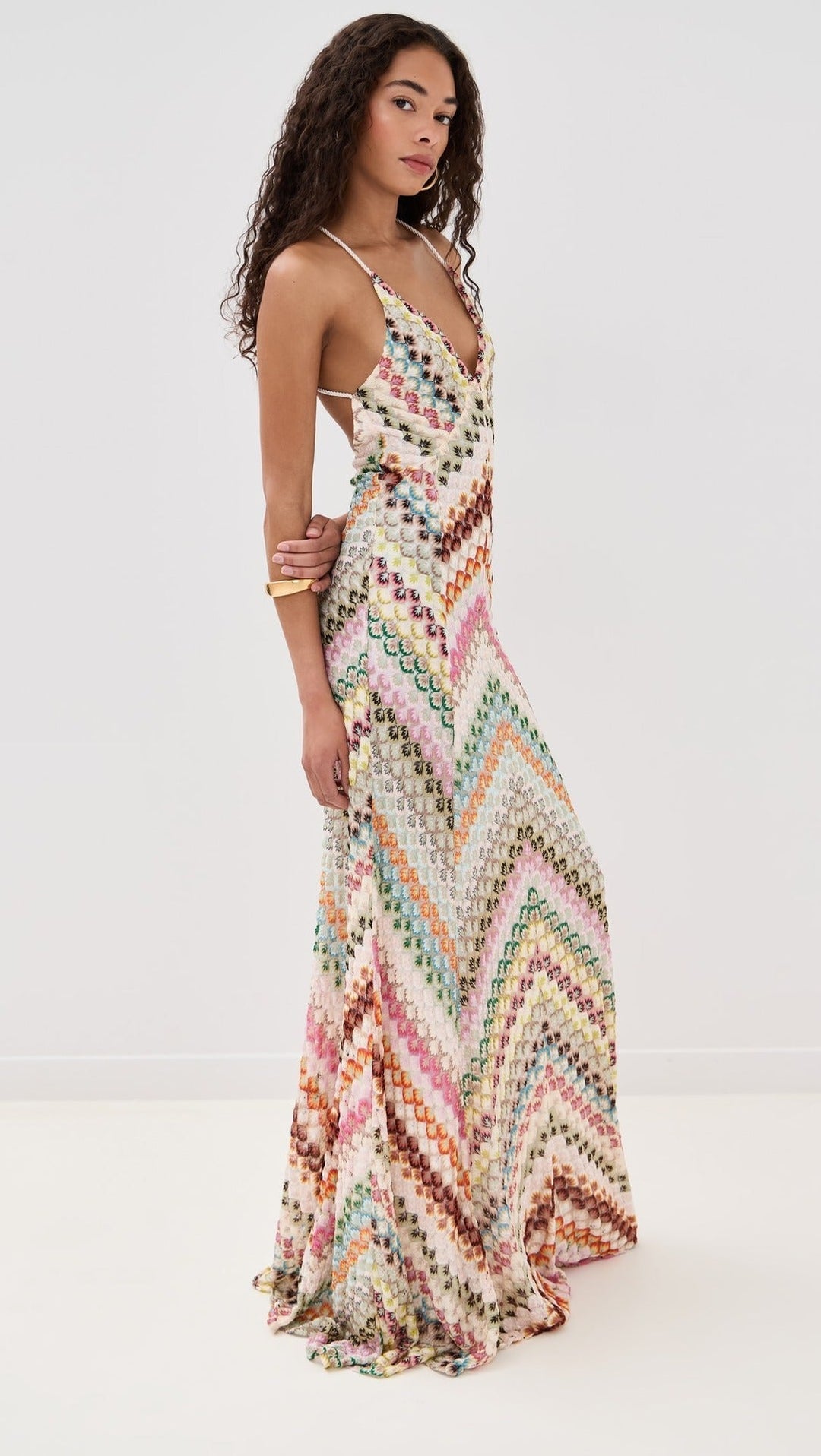 Damen Boho Häkel-Maxikleid für Hochzeitsgäste mit V-Ausschnitt (3)