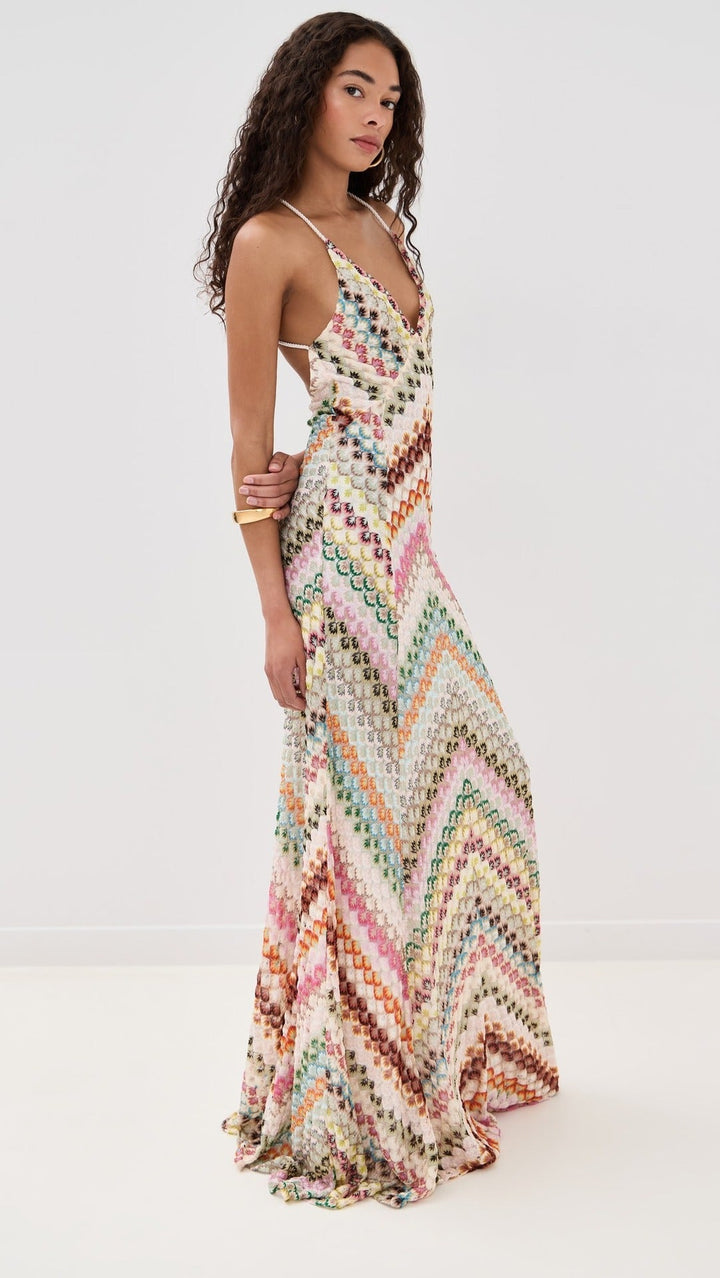 Damen Boho Häkel-Maxikleid für Hochzeitsgäste mit V-Ausschnitt (3)