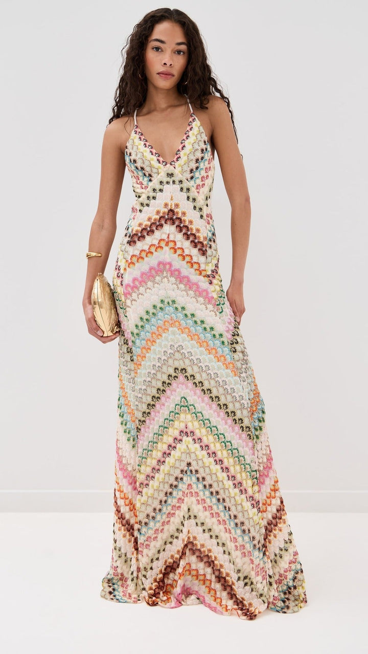 Damen Boho Häkel-Maxikleid für Hochzeitsgäste mit V-Ausschnitt (4)