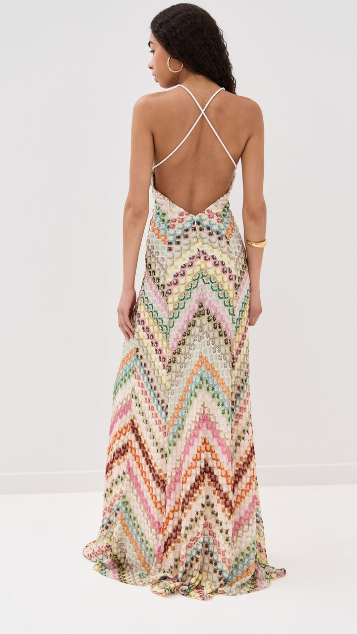 Damen Boho Häkel-Maxikleid für Hochzeitsgäste mit V-Ausschnitt (5)
