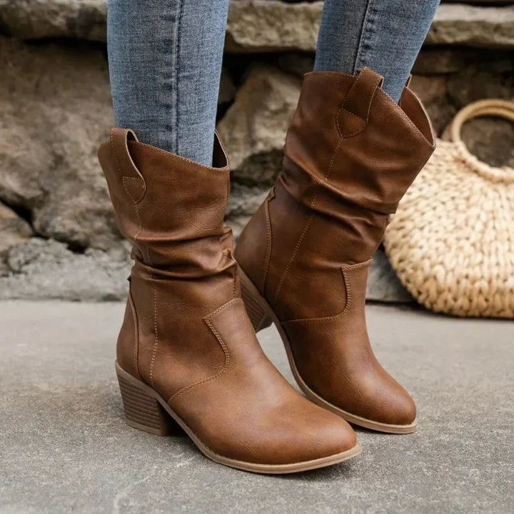 Damen Braune Stiefeletten im Western-Look