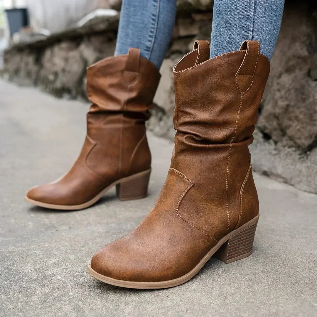 Damen Braune Stiefeletten im Western-Look in Braun