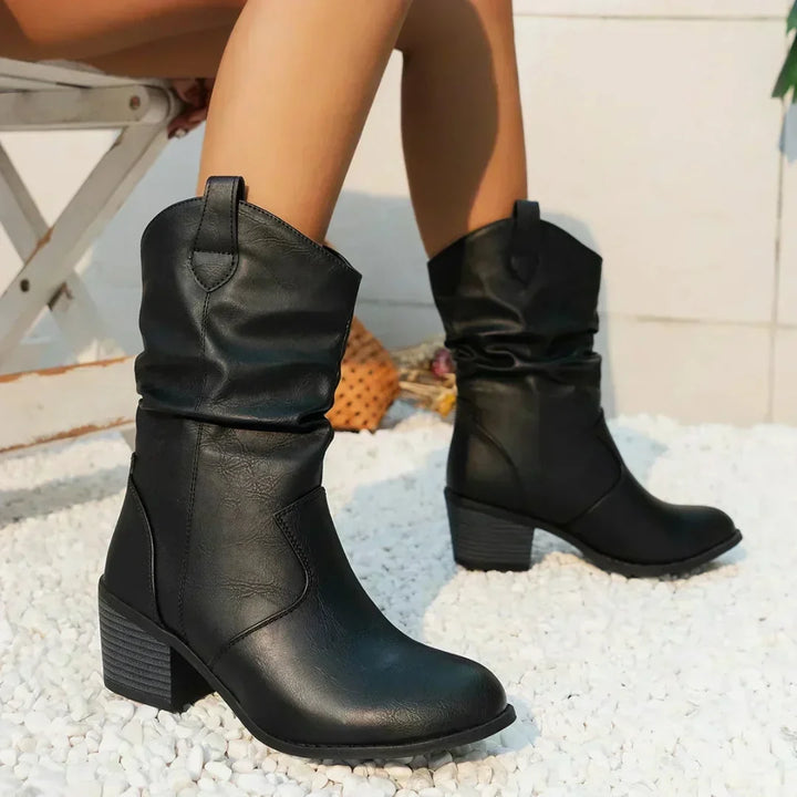 Damen Braune Stiefeletten im Western-Look in Schwarz