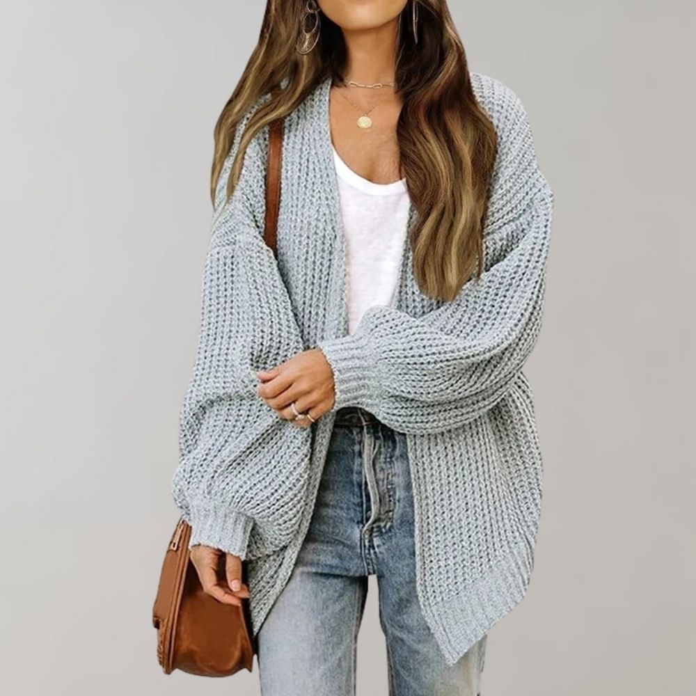 Damen Cardigan aus weichem Strick für Herbst in Grau