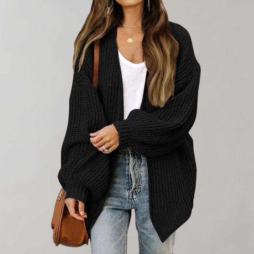 Damen Cardigan aus weichem Strick für Herbst in Schwarz