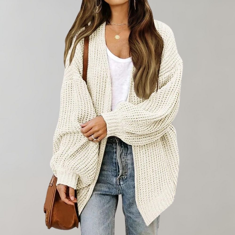 Damen Cardigan aus weichem Strick für Herbst in Weiß