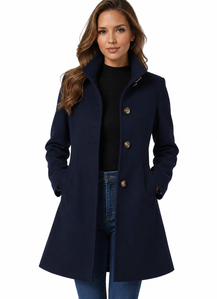 Damen Elegante Herbst-Jacke im Klassischen Schnitt in Marineblau