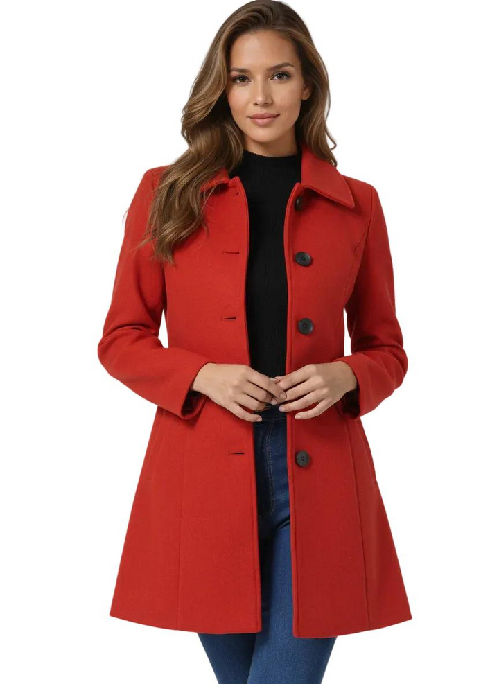 Damen Elegante Herbst-Jacke im Klassischen Schnitt in Rot