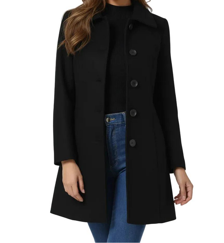 Damen Elegante Herbst-Jacke im Klassischen Schnitt in Schwarz