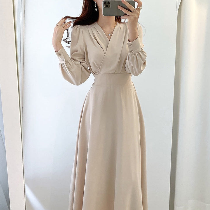 Damen elegantes Abendkleid A-Linie in Aprikose