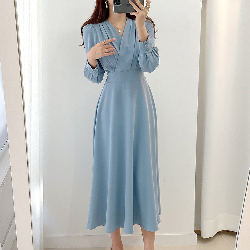 Damen elegantes Abendkleid A-Linie in Blau