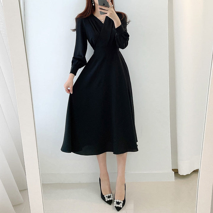 Damen elegantes Abendkleid A-Linie in Schwarz