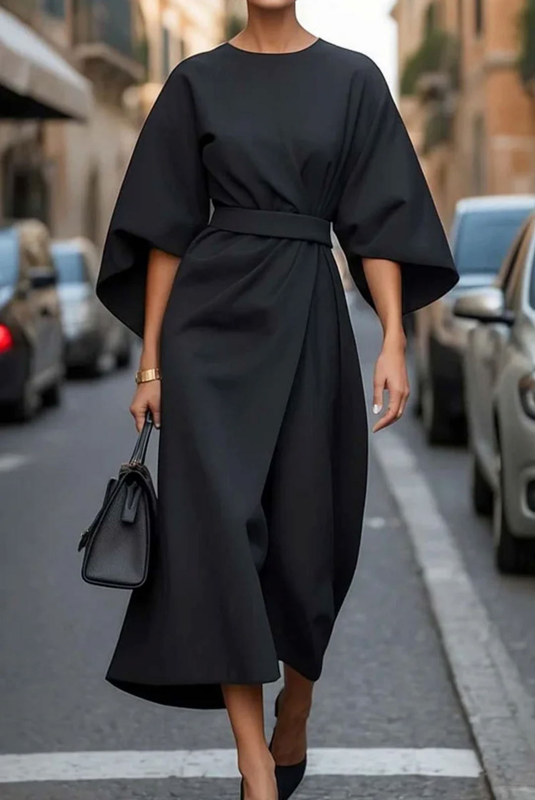 Damen Elegantes Abendkleid mit Laternen-Ärmeln