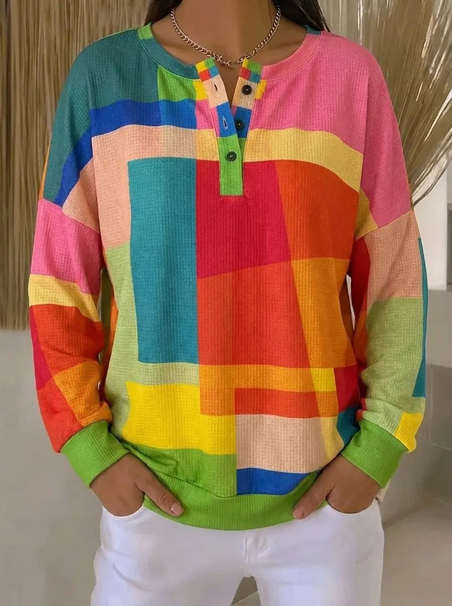 Damen Festliches Bedrucktes Vintage Sweatshirt in Mehrfarbig