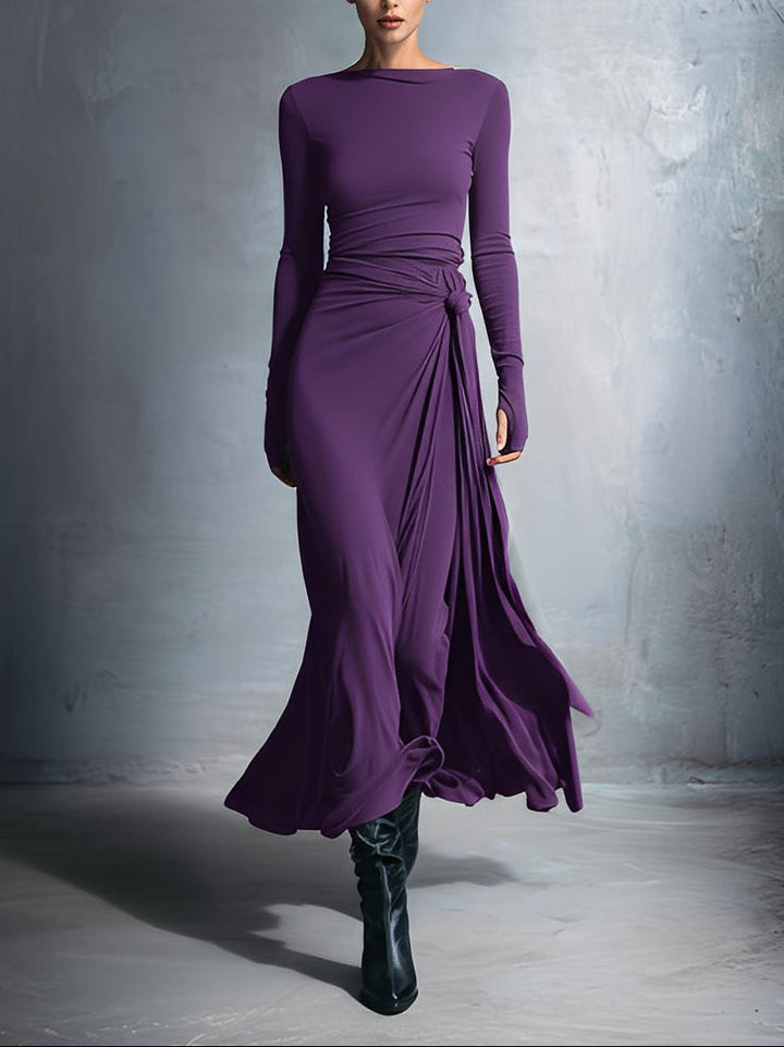 Damen Festliches Maxikleid im Wickelstil in Lila