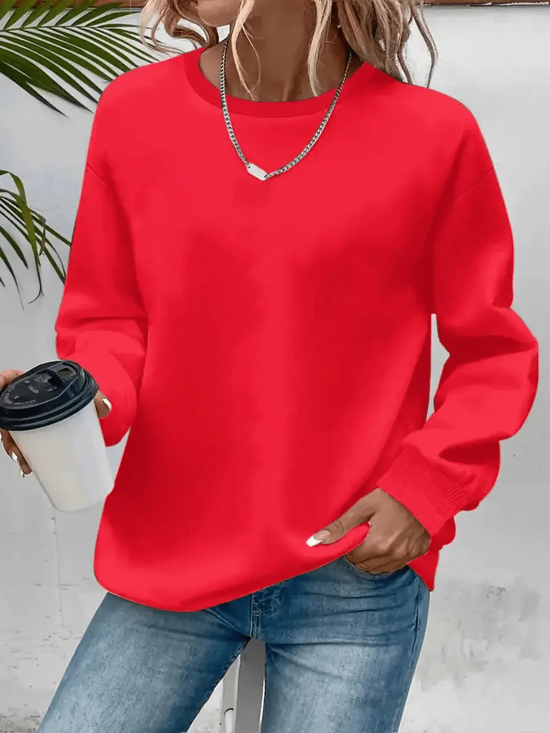 Damen Festliches Oberteil Sweatshirt Premium in Rot
