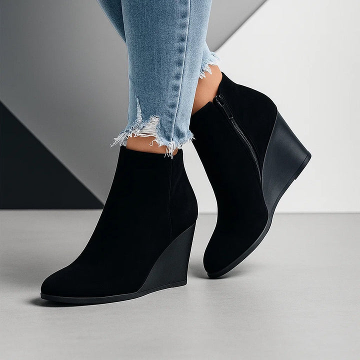 Damen Herbst-Stiefeletten aus Wildleder mit Keilabsatz (6)
