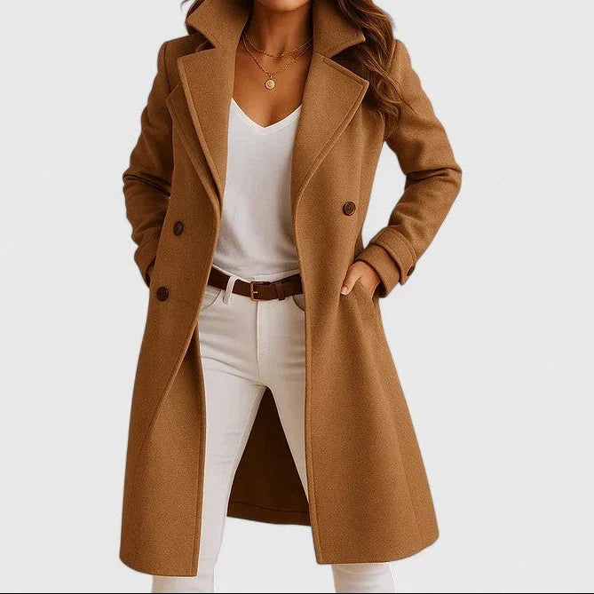 Damen Herbstmantel klassisch tailiert elegant in Braun