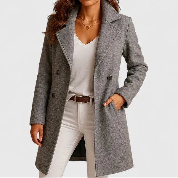 Damen Herbstmantel klassisch tailiert elegant in Grau