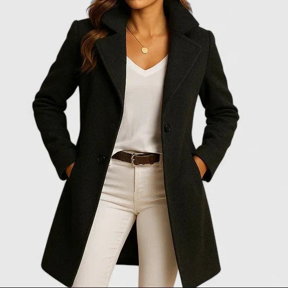 Damen Herbstmantel klassisch tailiert elegant in Schwarz