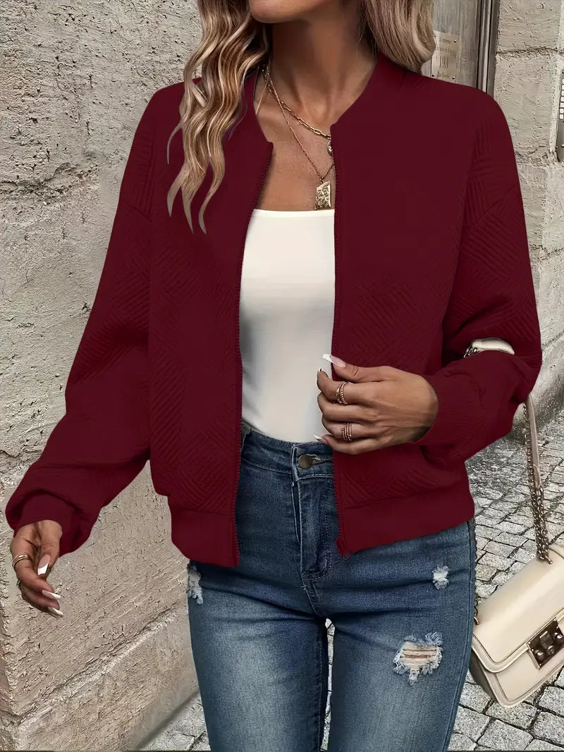 Damen Jacke im minimalistischen Design für Layering in Dunkelrot