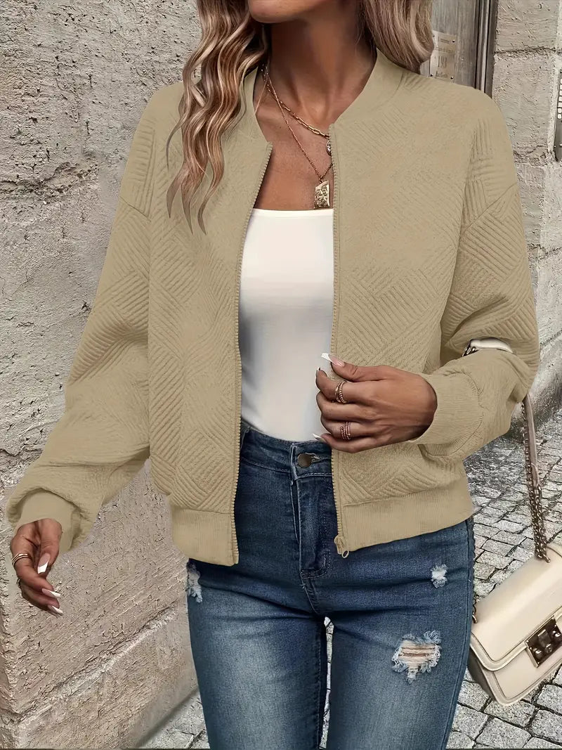 Damen Jacke im minimalistischen Design für Layering in Khaki