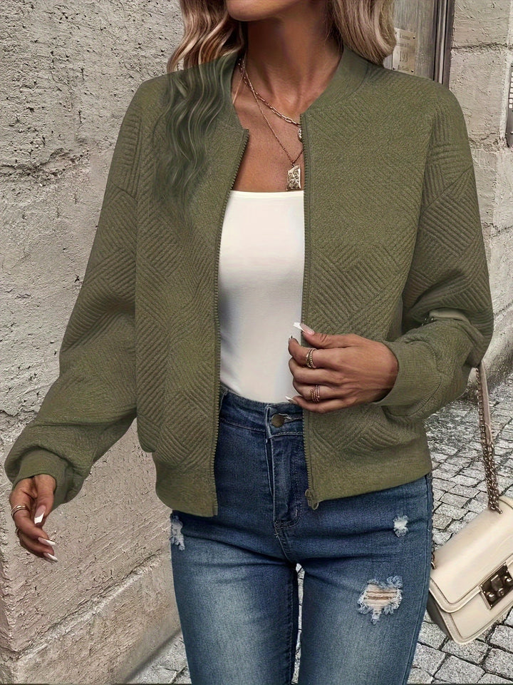 Damen Jacke im minimalistischen Design für Layering in Olivgrün