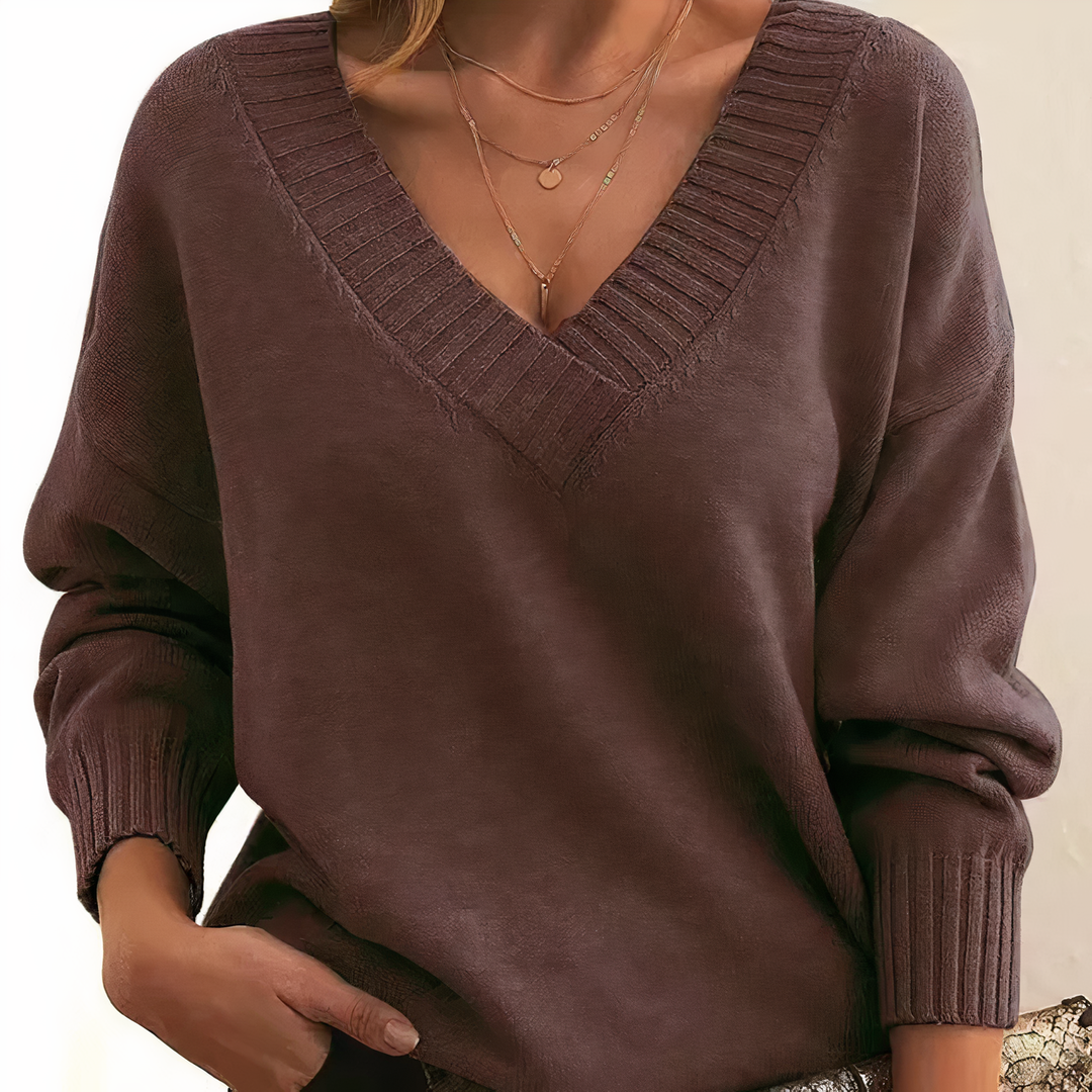 Damen Kaschmir Pullover elegant für Herbst in Braun