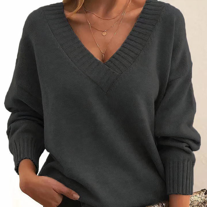 Damen Kaschmir Pullover elegant für Herbst in Dunkelgrau