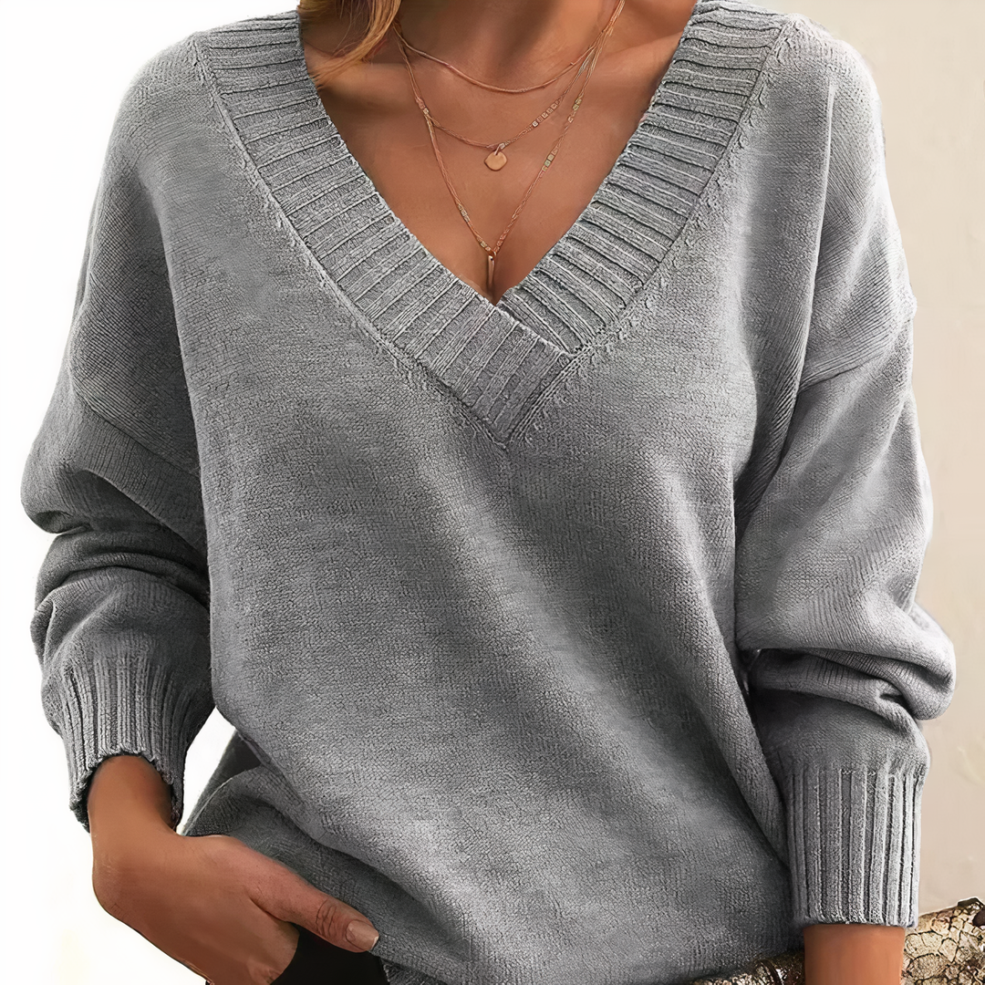 Damen Kaschmir Pullover elegant für Herbst in Grau