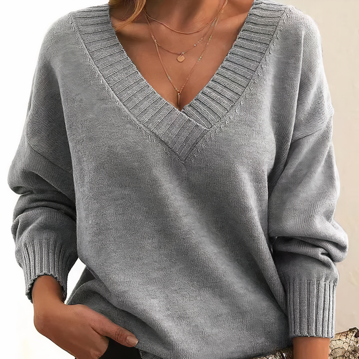 Damen Kaschmir Pullover elegant für Herbst in Grau