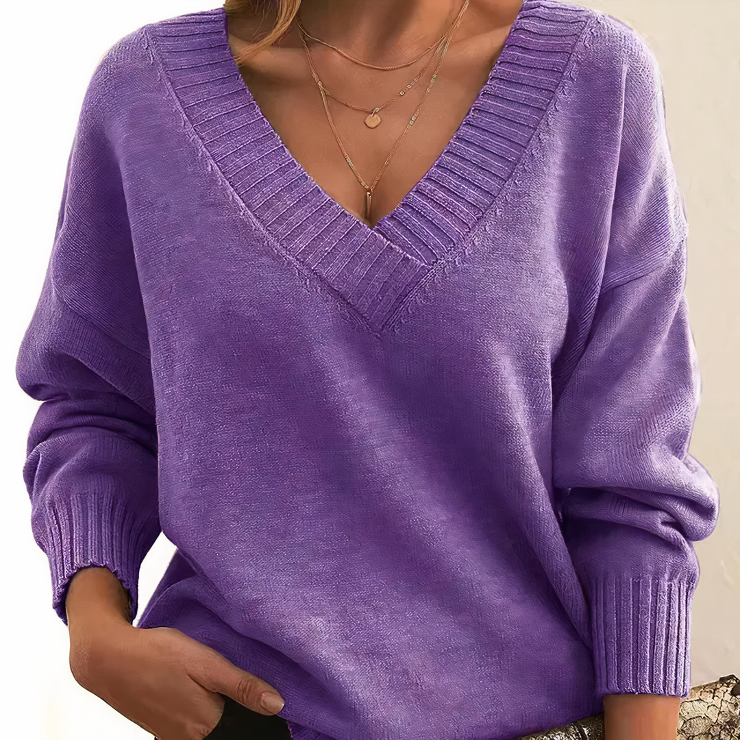 Damen Kaschmir Pullover elegant für Herbst in Lila