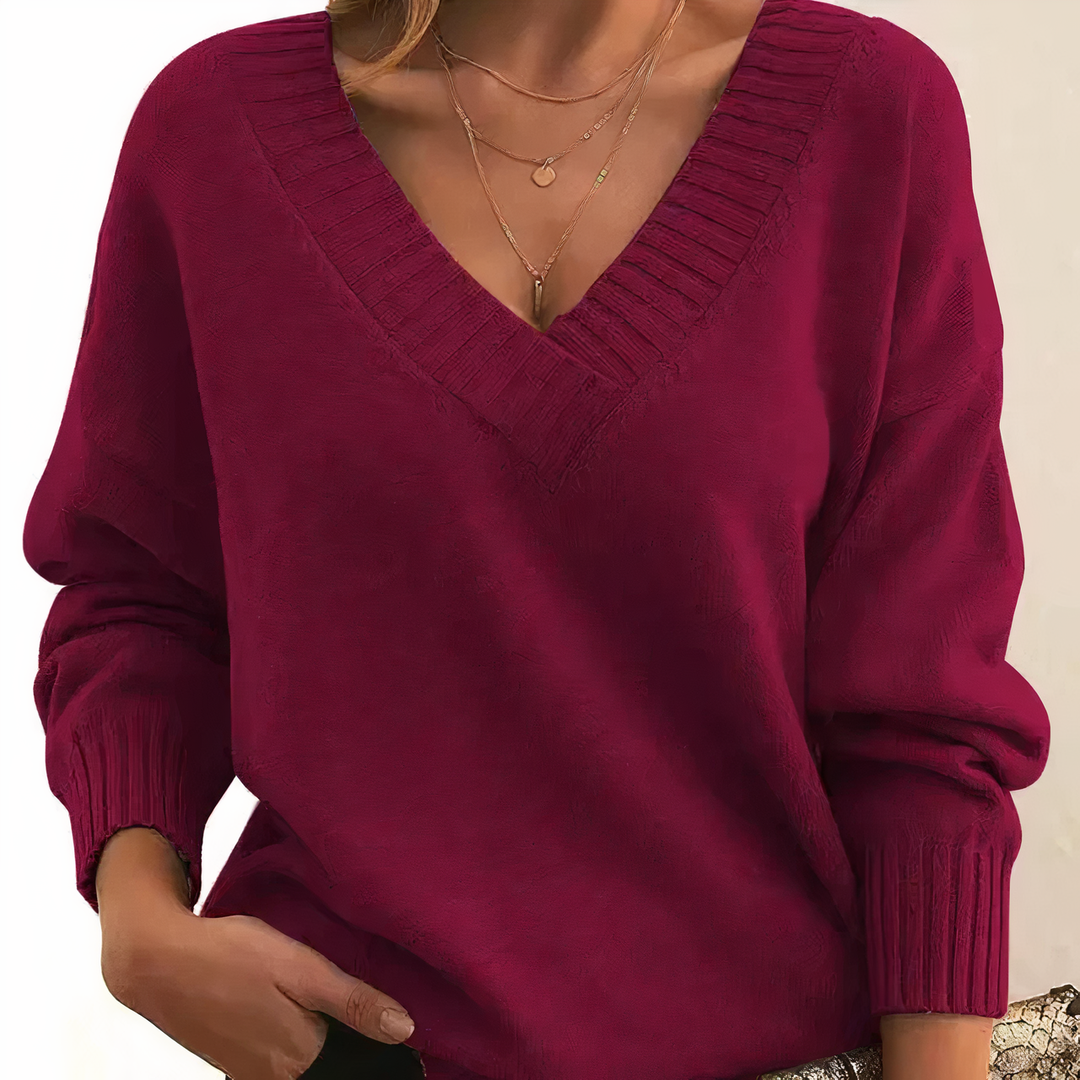 Damen Kaschmir Pullover elegant für Herbst in Rot
