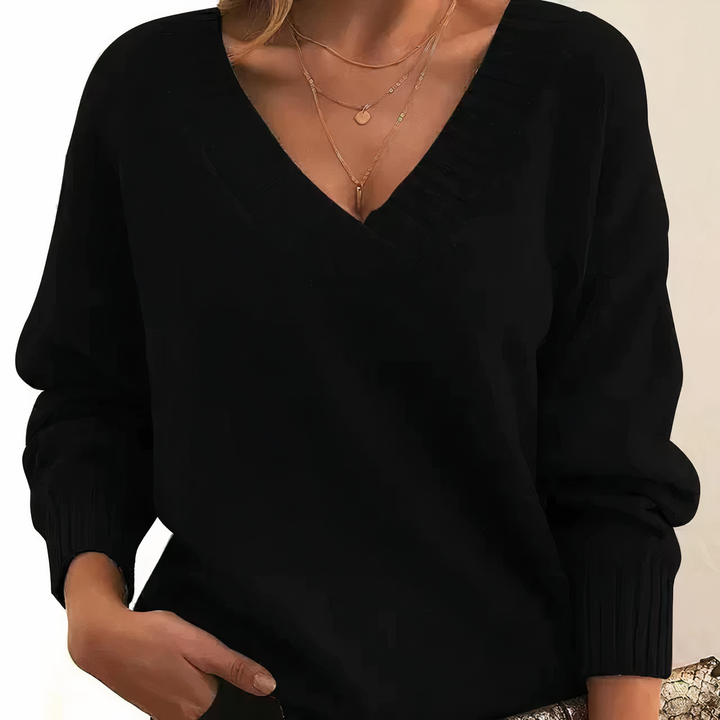 Damen Kaschmir Pullover elegant für Herbst in Schwarz