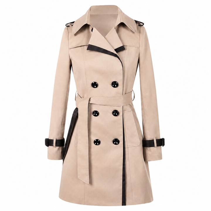 Damen Knielange Trench Jacke für Herbst in Beige