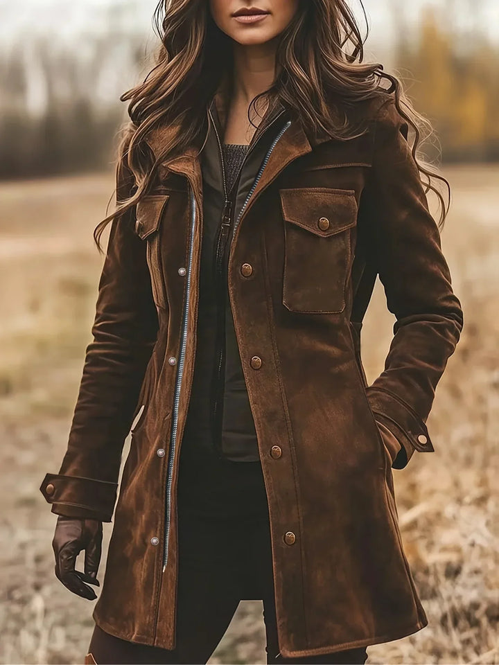 Damen Lange Jacke für den Herbst in Braun
