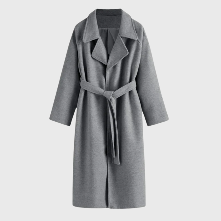 Damen Lange Jacke mit Gürtel für Herbst in Grau