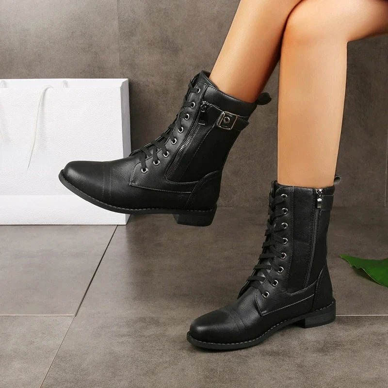 Damen Lederstiefeletten im vielseitigen Stil (4)